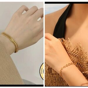 2 pieces 18k gold plated stainless steel bracelets